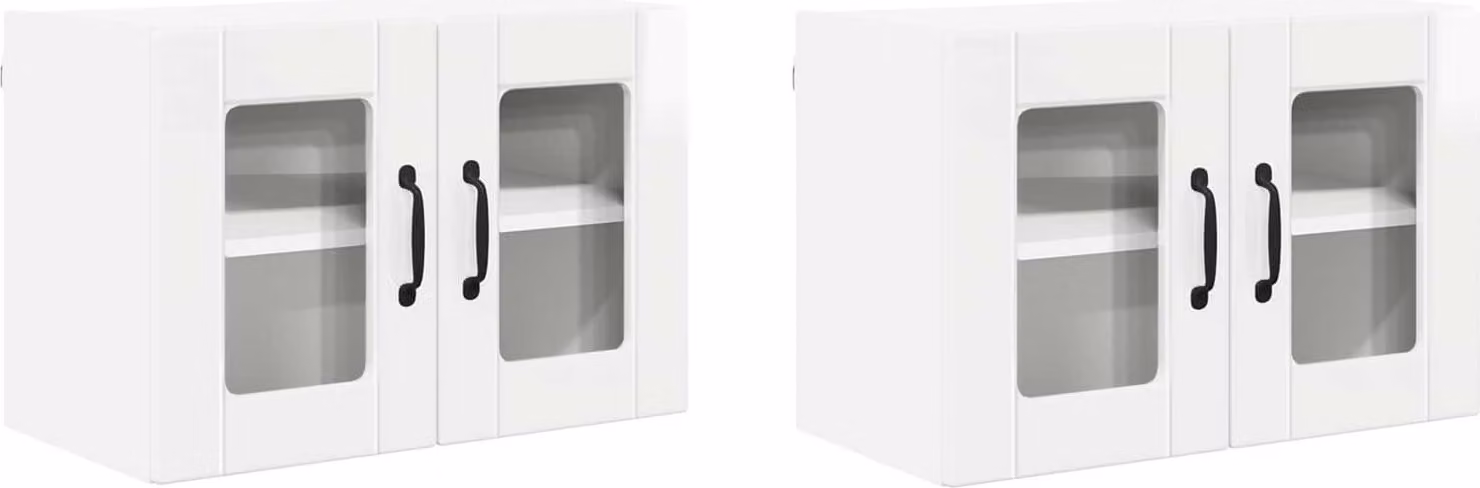 Mobile in vetro da parete PORTO 2 pcs Bianco Lucido