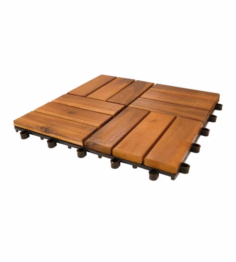 Piastrella in Legno di Acacia 30x30 cm a Incastro - Base Eco-Friendly