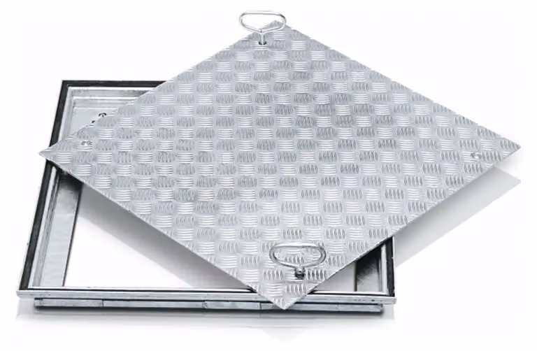 Coperchio per pozzetto Zarges in acciaio inossidabile con piastra di copertura 1000 mm x 1000 mm