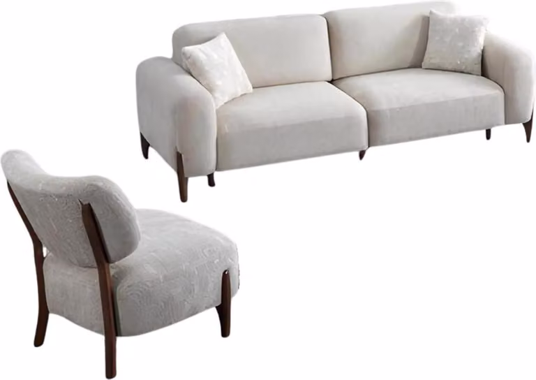 Moderner Sofagarnitur set 3+1 Sitzer Sofa Sessel Stoff Couch Wohnzimmer