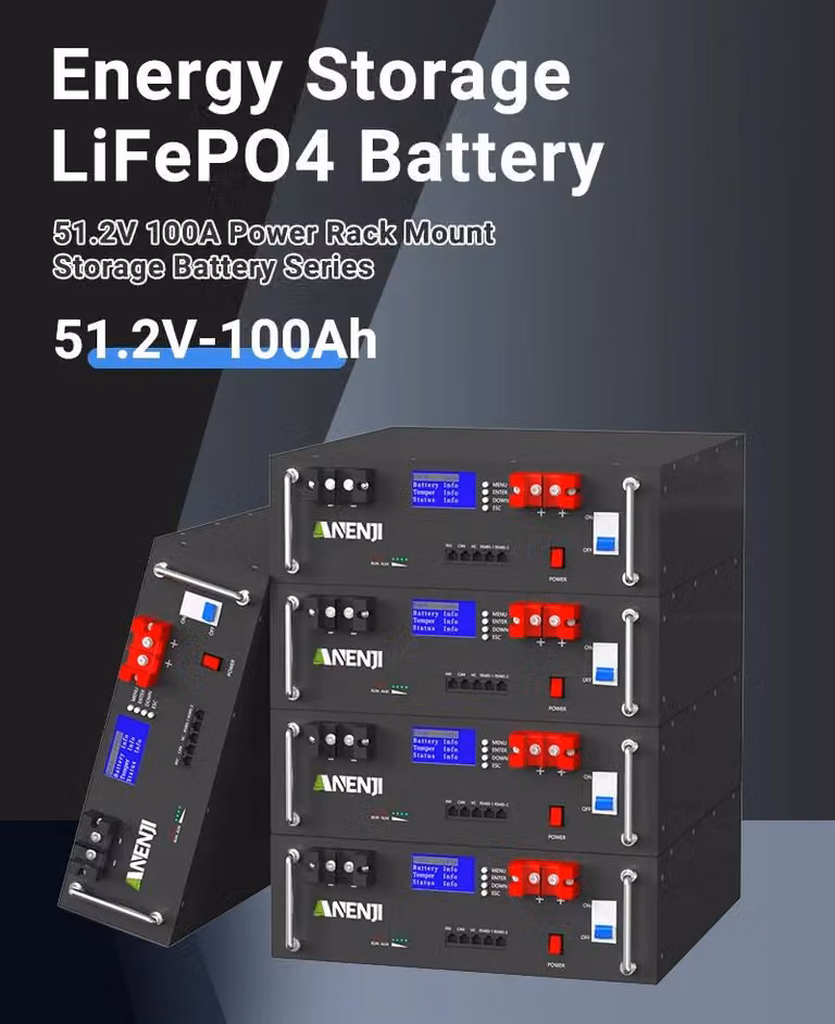 Batterie LiFePO4 - Sistemi di accumulo di energia - 48 V, 100 Ah - Configurazione 16S - Celle di qualità A - BMS (sistema di gestione della batteria) con app Bluetooth - Intelligente