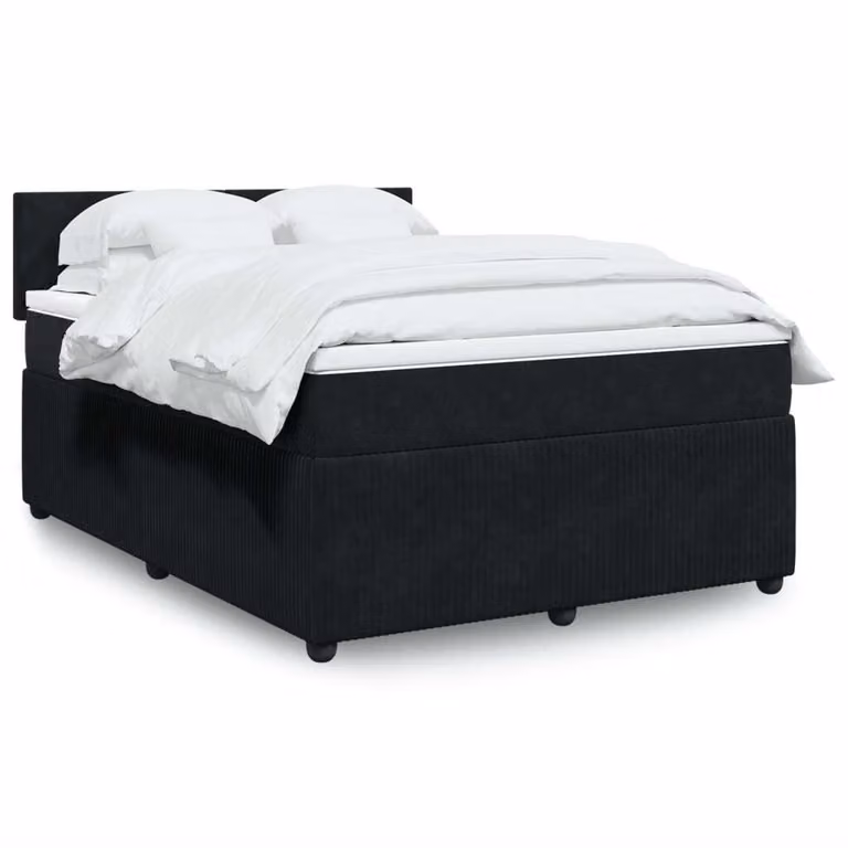 Maison Exclusive - Giroletto a Molle con Materasso Nero 140x190 cm in Velluto