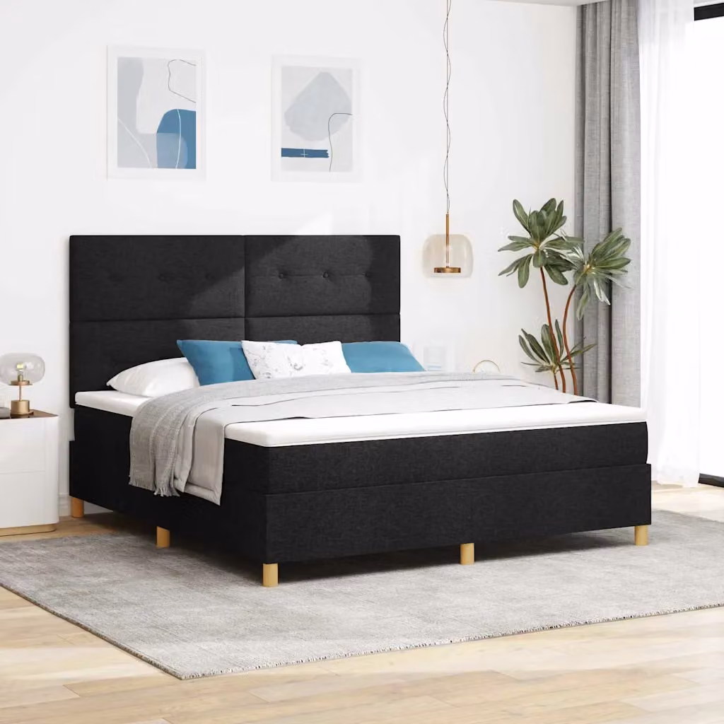 Letto a molle con illuminazione LED e testiera vidaXL, Nero, L 180 x P 200 x H 280 cm – 1