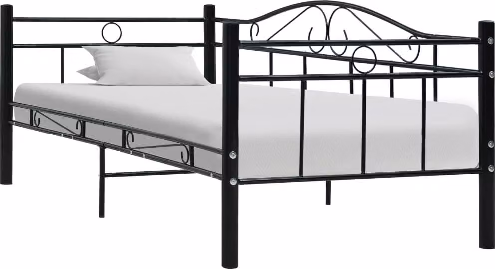The Living Store Struttura del letto da giorno in metallo nero 90×200 cm