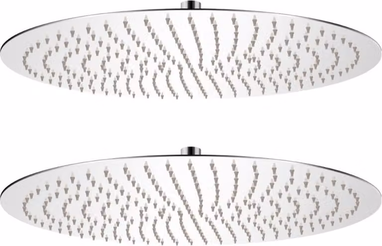 The Living Store Soffioni doccia a pioggia 2 pz. Acciaio inox Ø 50 cm