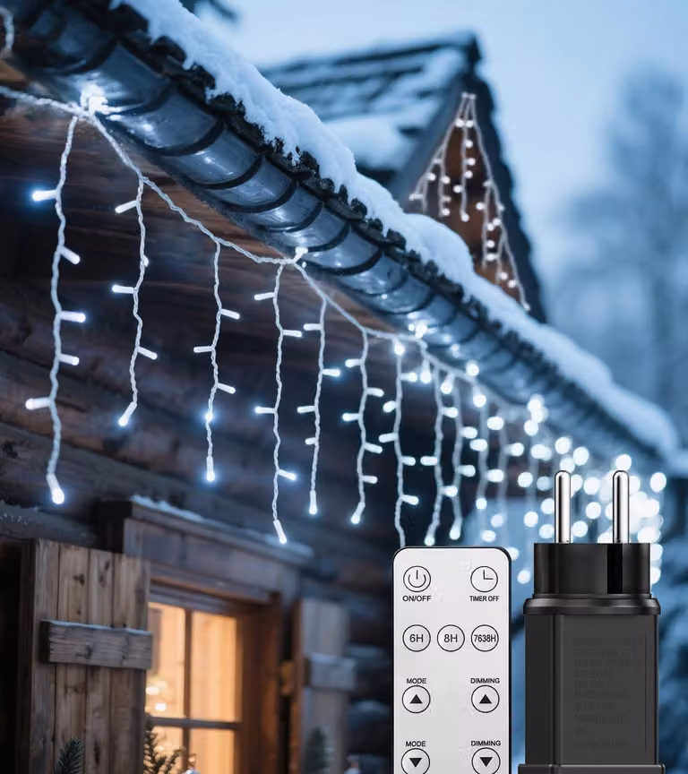 Tenda luminosa a LED, 10 metri, 400 LED bianchi freddi, telecomando RF, timer