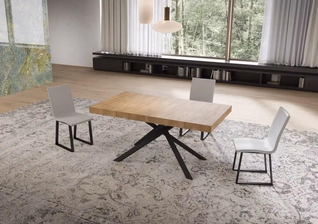 Tavolo Allungabile Moderno GIORDANOSHOP in Legno Rovere e Metallo Antracite L/P/H: 160-244 x 80 x 74 cm – 2