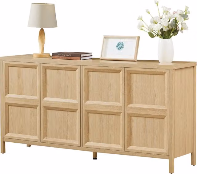 Credenza moderna Chicfurn con 2 ante, apertura tip-on e cerniere soft-close, colore marrone e beige, L 160 x P 40 x H 80 cm – 1