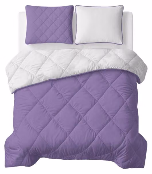 Sleeptime, coperta per letto "Lazy", colore beige-lavanda, dimensioni 200 x 200 cm, inclusi federe
