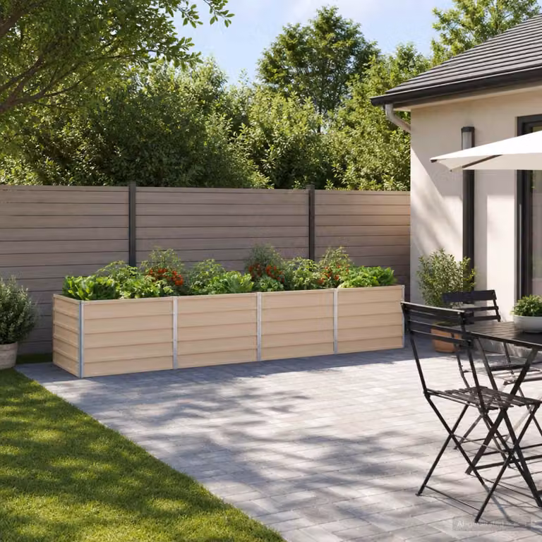 Letto rialzato da giardino vidaXL in metallo beige L: 320 cm, P: 80 cm, H: 55 cm