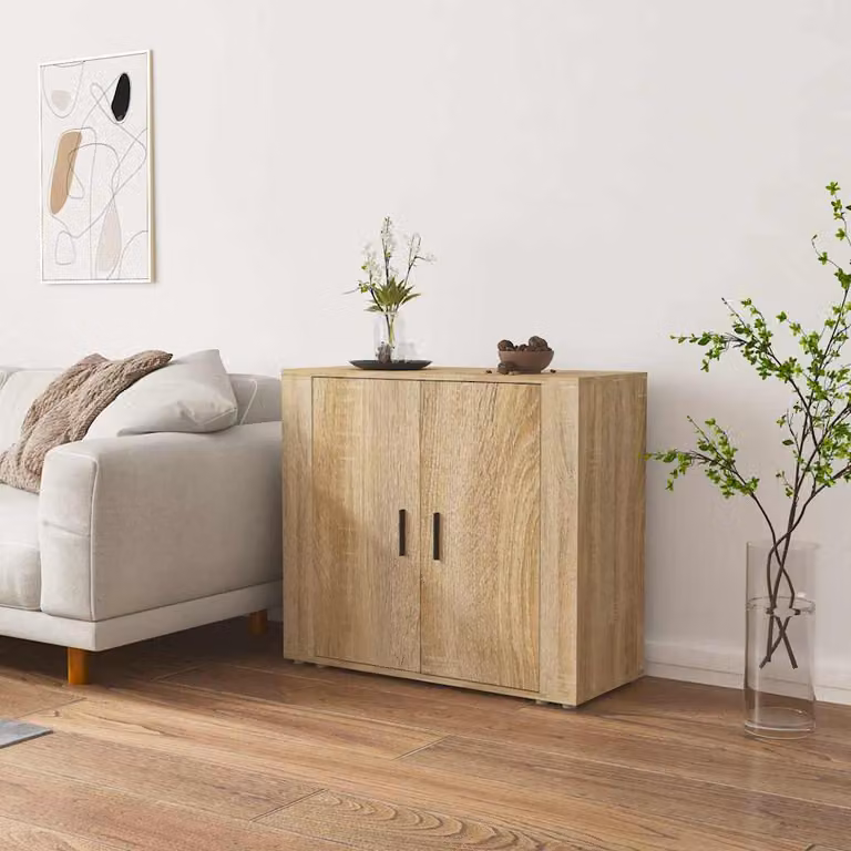 Credenza moderna vidaXL in legno multistrato color rovere sonoma, L 80 cm x P 33 cm x H 70 cm