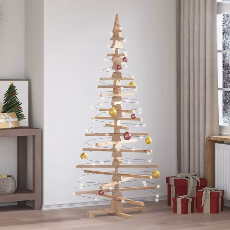Albero di Natale vidaXL in legno massello di pino marrone, H: 180 cm, L: 90 cm, P: 90 cm
