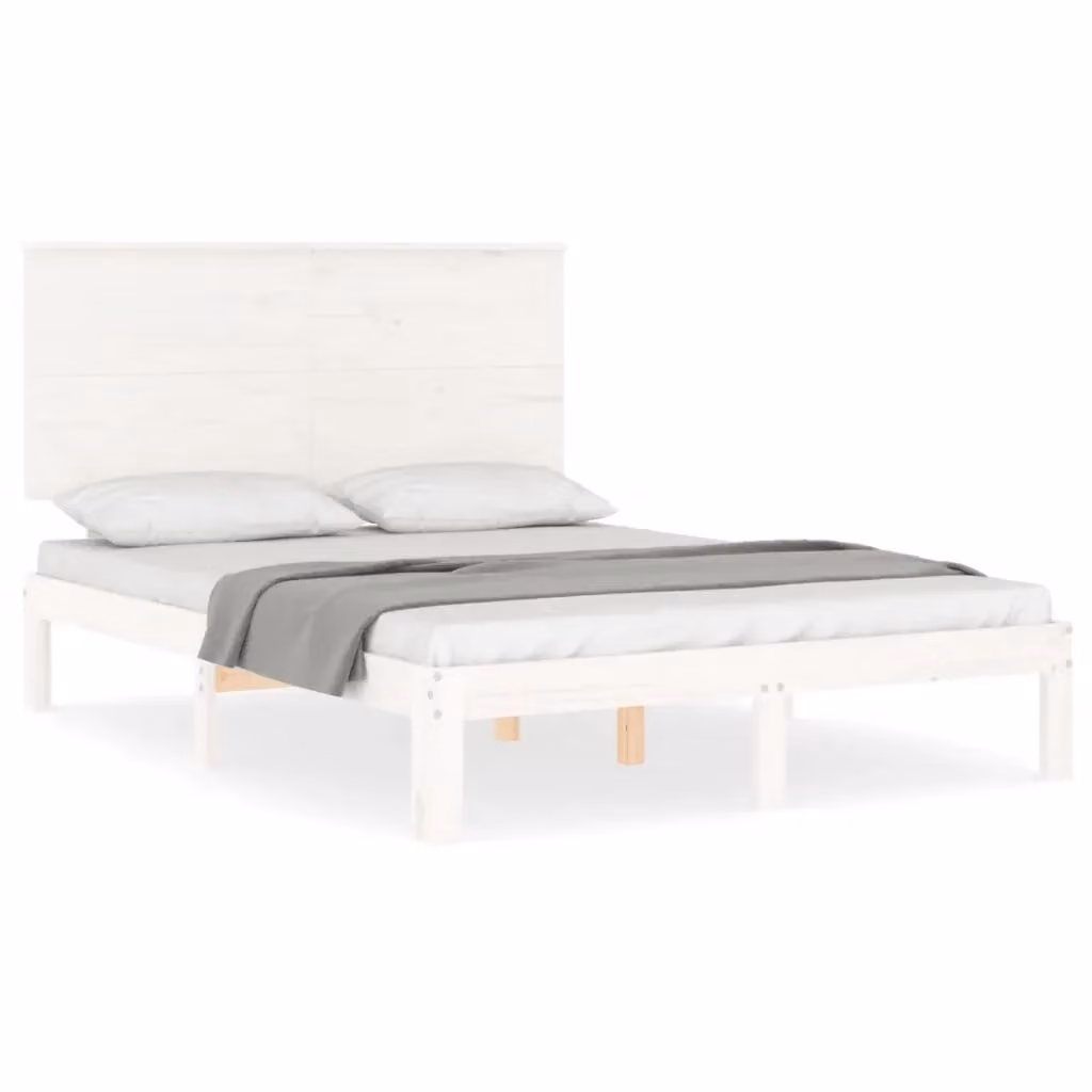 Letto con testiera vidaXL in legno massello di pino bianco L/P/H: 200 x 120 x 82,5 cm – 2