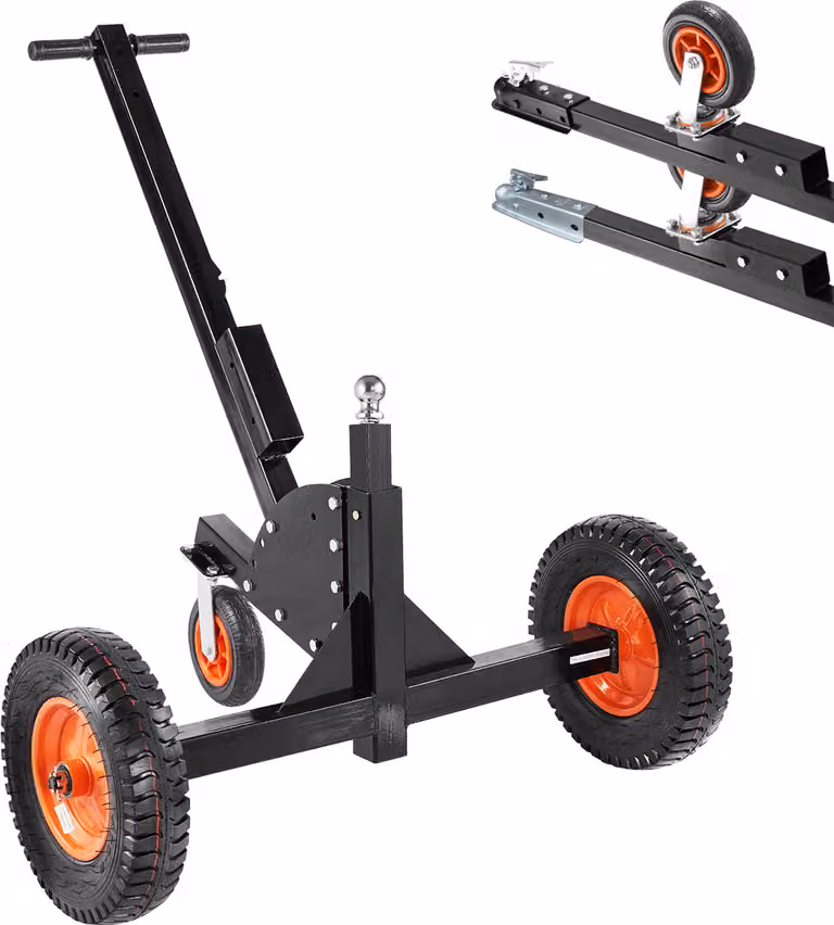 SucceBuy Trailer Dolly - Capacità di carico di 1500 libbre, carrello per rimorchio 2 in 1 con altezza regolabile di 22 e 26 pollici, sfera da 2 pollici, pneumatici da 15,2 pollici e ruota universale