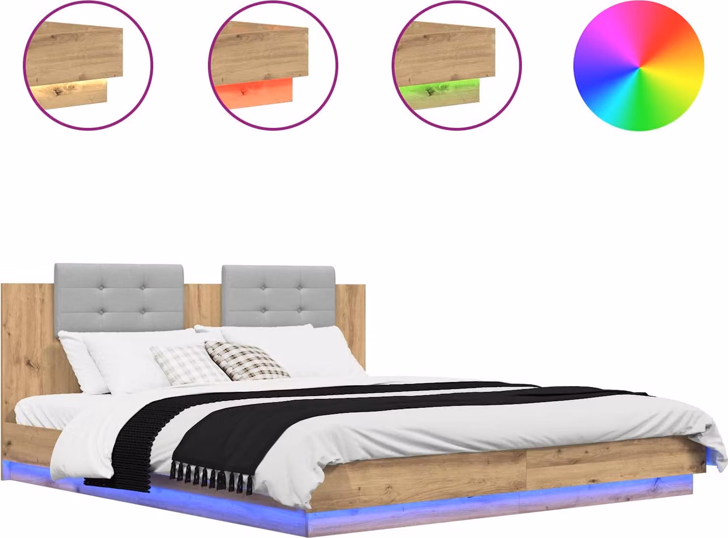 Struttura letto con testata Rovere artigianale 180 x 200 cm