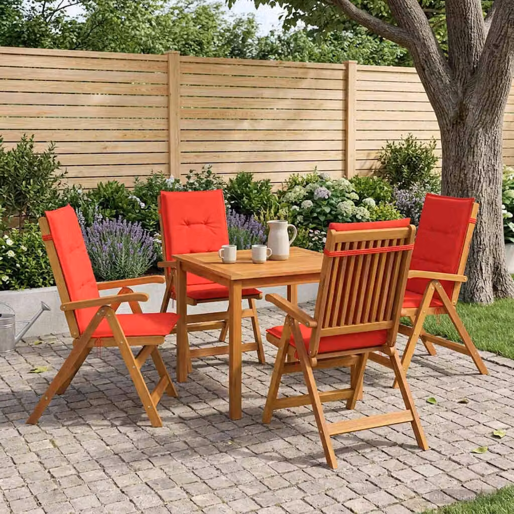 Set da pranzo da giardino vidaXL in legno di acacia rosso e marrone, composto da 5 pezzi per 4 persone