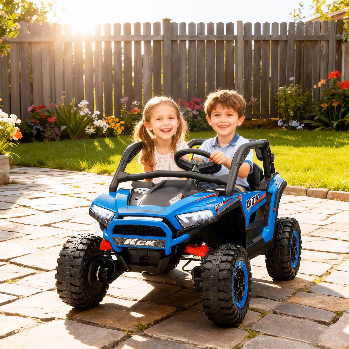 AIYAPLAY Macchina Elettrica per Bambini 24V con Telecomando e Guida Manuale, Blu – 2