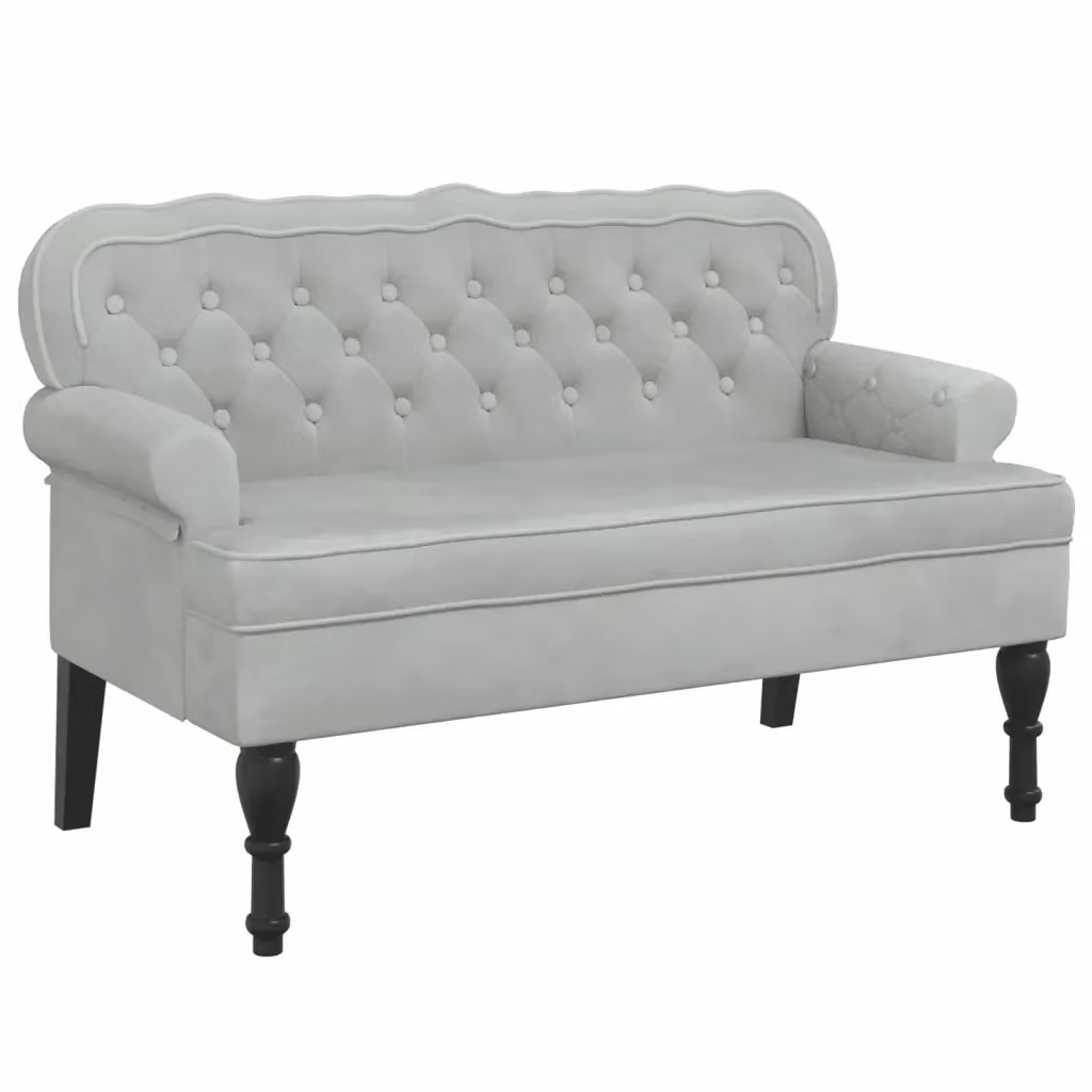 Panca con schienale Design Mania in velluto grigio, L: 119,5 cm, P: 64,5 cm, H: 75 cm – 2