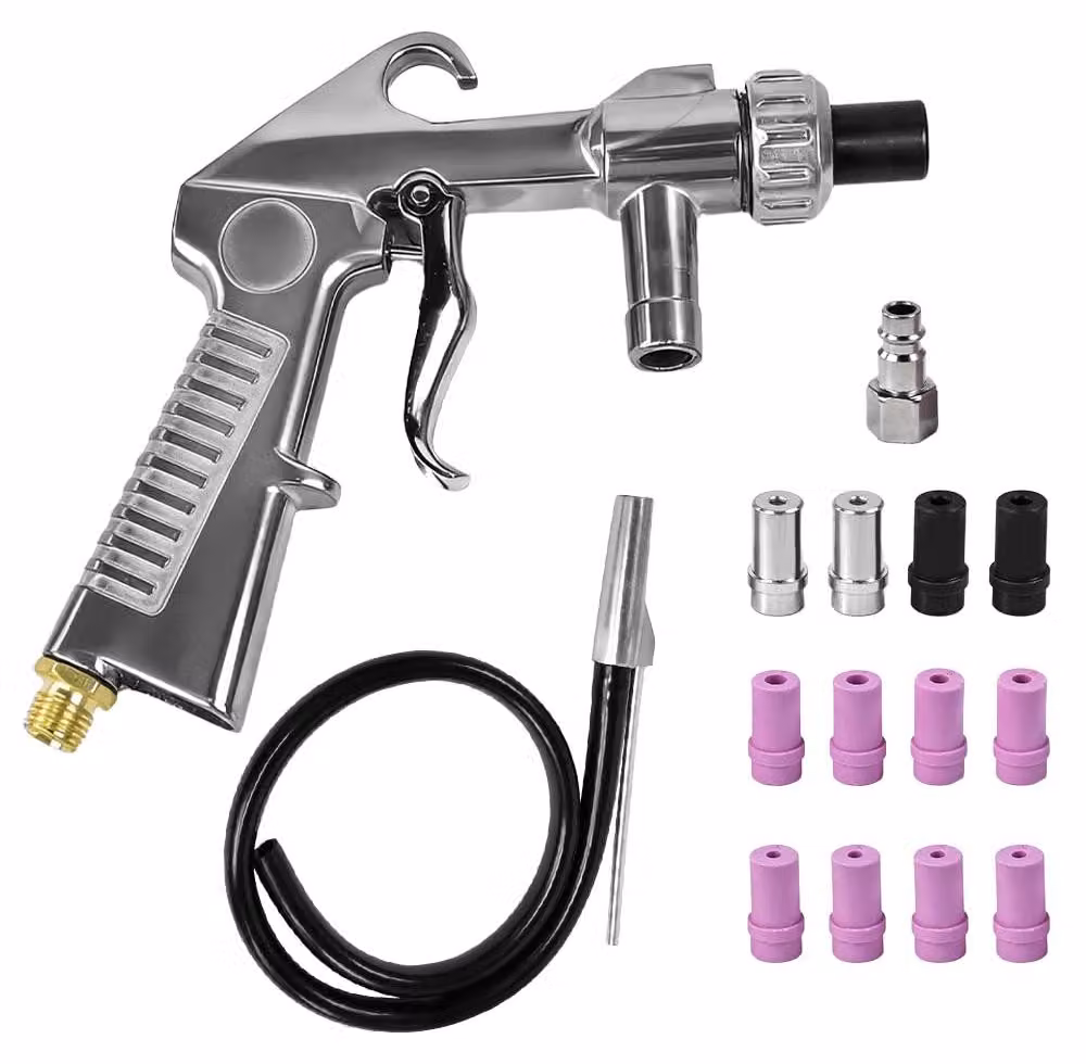 Set di pistole a getto d'aria Zandstraalpistool - Include 8 ugelli in Vetroceramica e 5 ugelli in acciaio