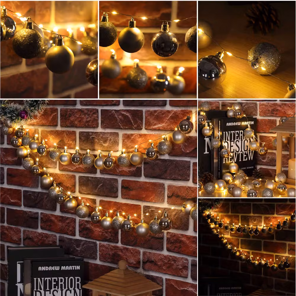 Catena di luci LED Casaria Warm White con Timer e Batteria, Colore Beige/Oro, Lunghezza: 40 cm – 4