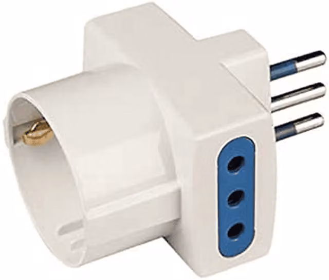 Adattatore multipresa Scame con spina 10A 2P+T, 2 prese 2P+T e 1 presa 10-16A 250V, bianco