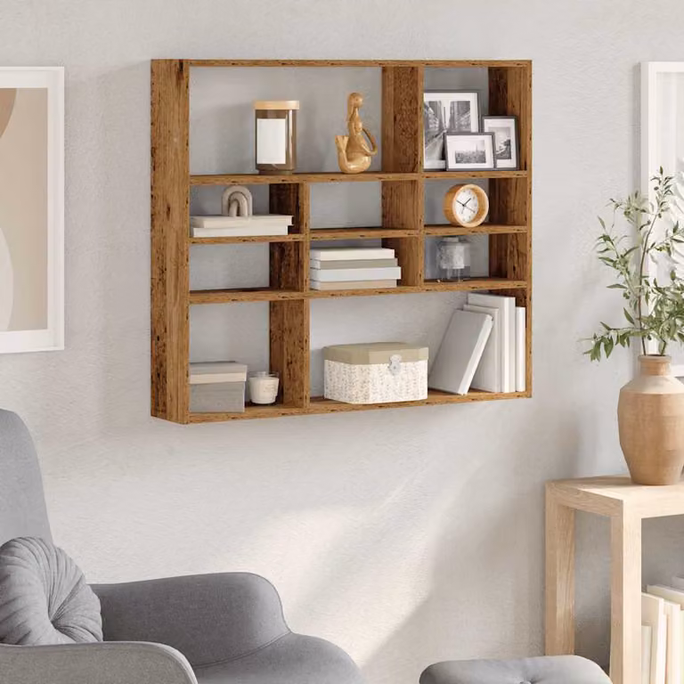 Scaffale a Parete vidaXL in Legno e MDF Stile Rustico Marrone L: 90 cm, P: 16 cm, H: 78 cm
