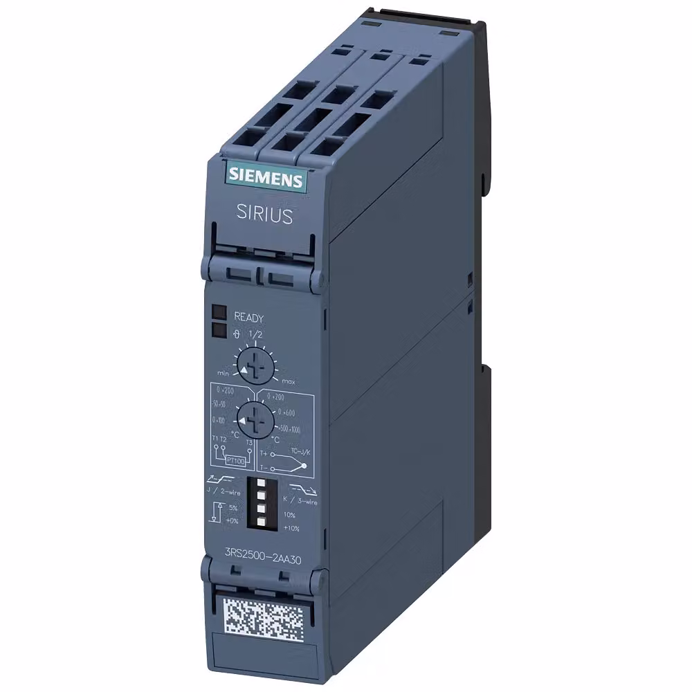 Relè di temperatura Siemens, PT100, termocoppia J, K, 24 V CA/CC, 1 W, collegamento a molla 3RS25002AA30