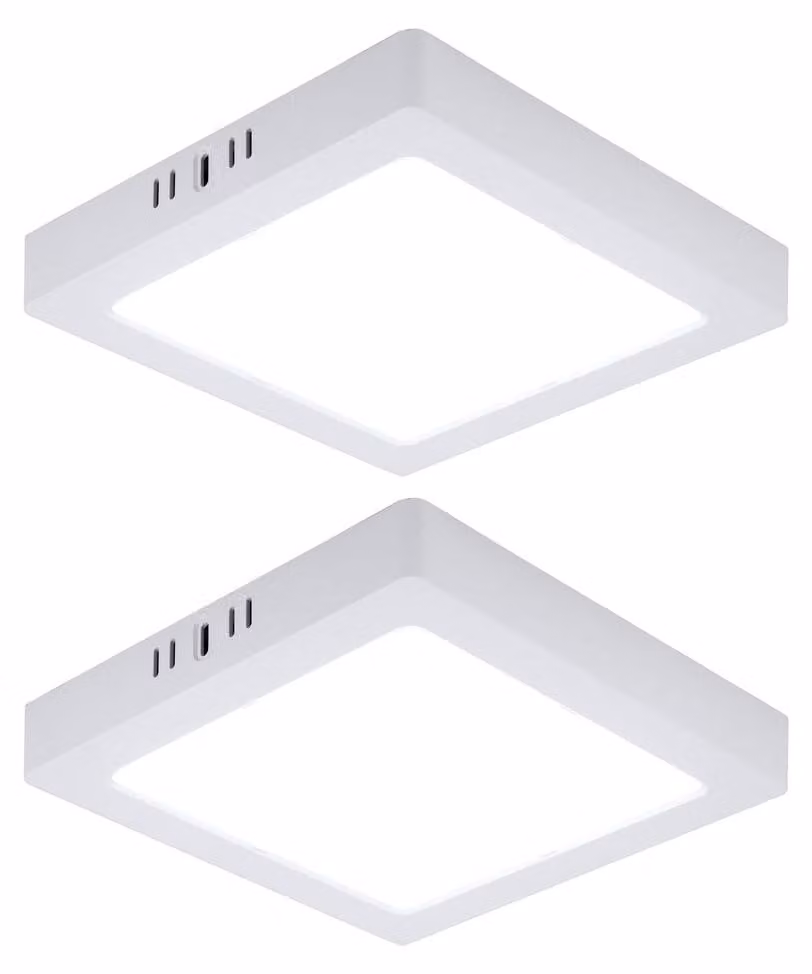 set di 2 plafoniere LED, pannello a montaggio superficiale, plastica, bianco, L 21,4 cm