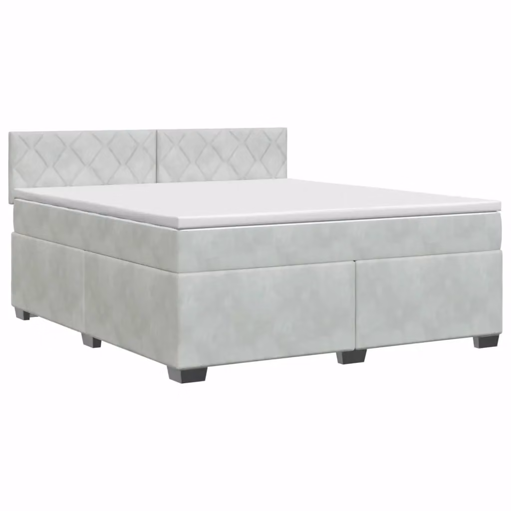 Letto box spring con materasso ibrido vidaXL in tessuto grigio e bianco L/P: 160 x 200 cm – 2