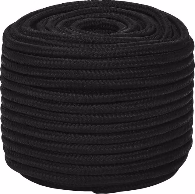 Corda da lavoro nera in poliestere vidaXL 14 mm 250 m