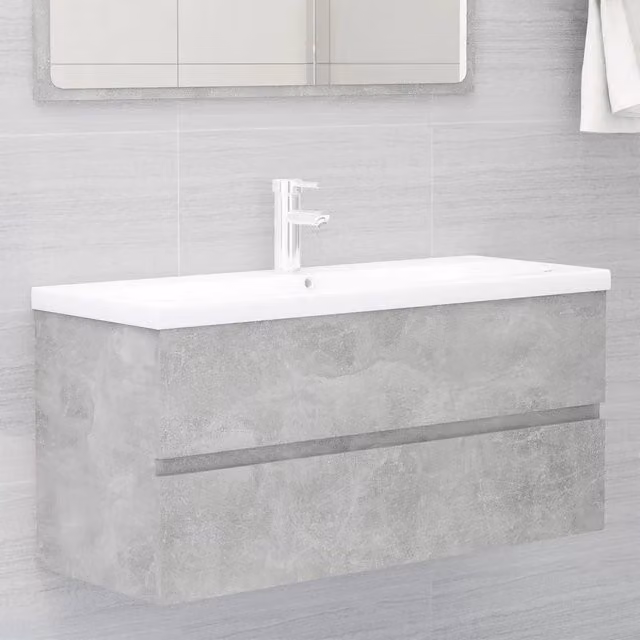 Mobile con Lavabo Integrato Grigio Cemento in Legno Multistrato 3071661