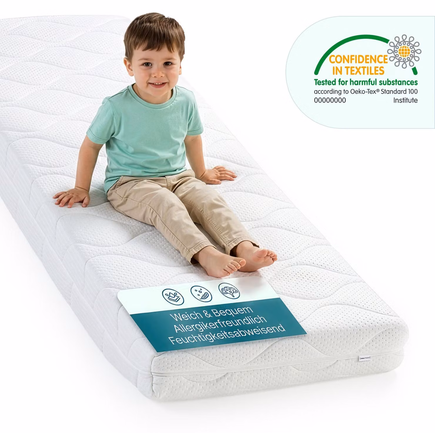 Materasso per bambini 70 x 140 cm in schiuma a freddo, bianco