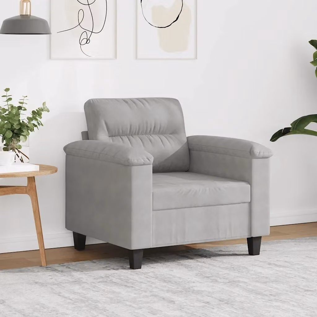 Poltrona Relax Moderna Grigia in Microfibra con Braccioli e Struttura in Metallo – 2