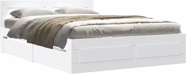 Letto matrimoniale | Letto per adulti | Giroletto con Testiera senza Materasso Bianco 140x190 cm
