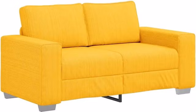 Divano | Divano da soggiorno | Sofa Divanetto Giallo Chiaro 160x77x82cm Tessuto di Velluto a Coste