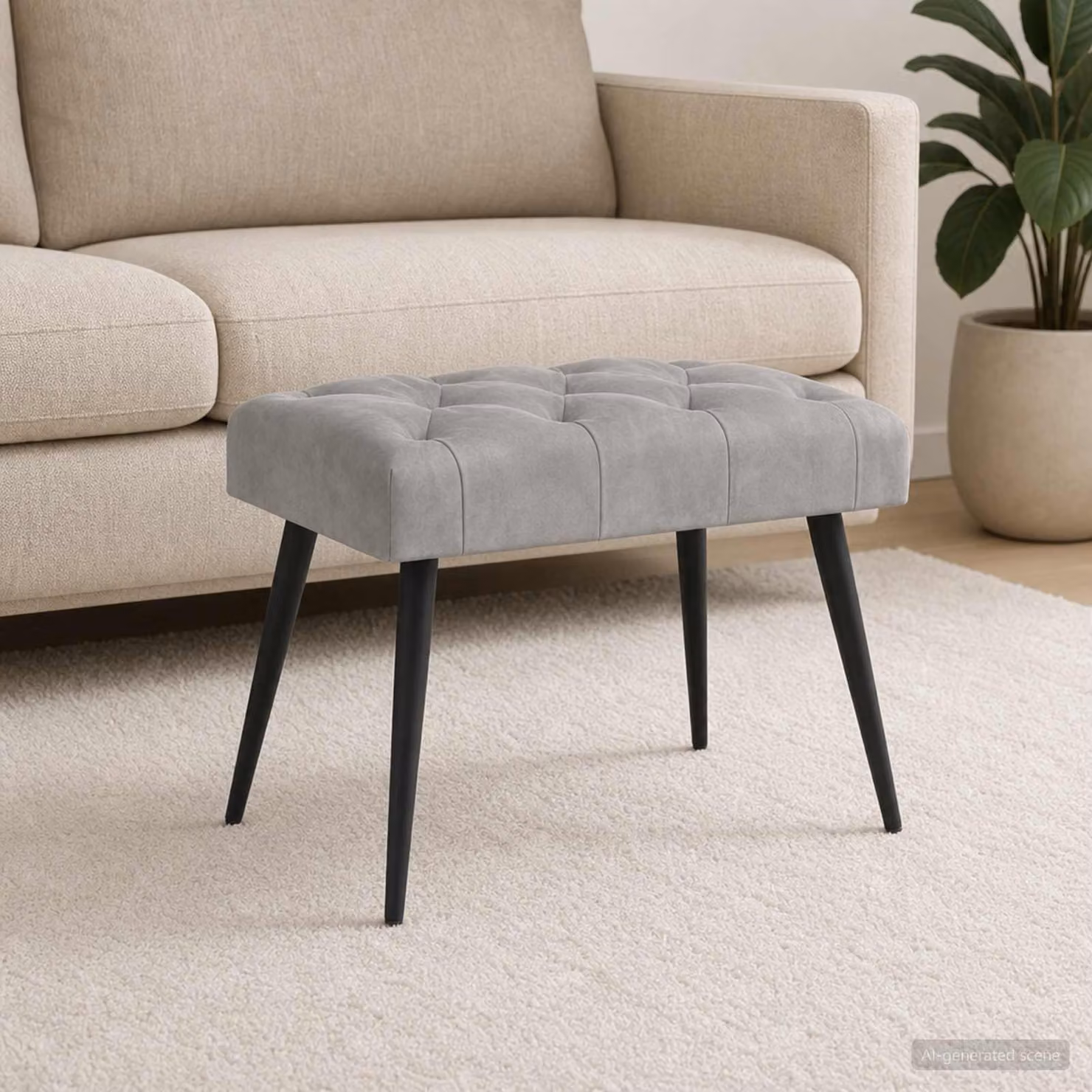Panchina porta scarpe moderna vidaXL in velluto grigio L: 60 cm, P: 40 cm, H: 45 cm