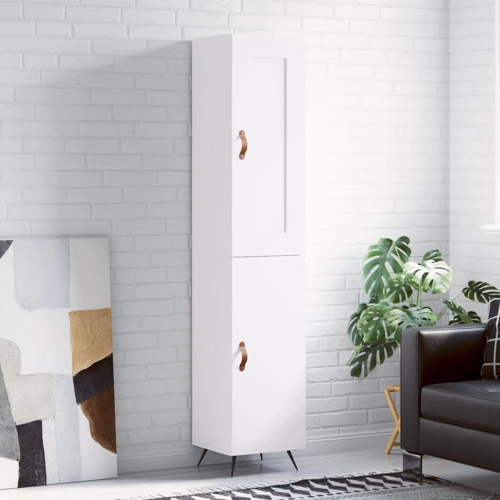 Credenza moderna vidaXL bianca con ante a battente in legno e metallo L/P/H: 34,5 x 34 x 180 cm