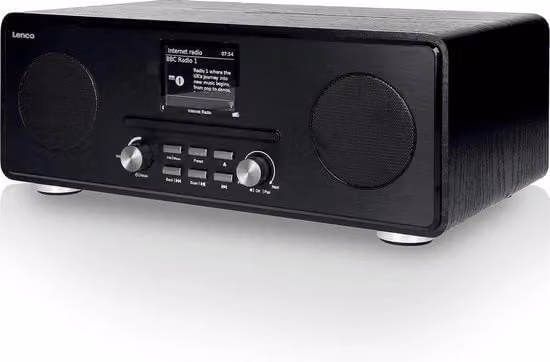 Radio DAB+ con Bluetooth e Wi-Fi - Nero, schermo da 28 pollici con illuminazione, ingresso AUX, orologio, controllo tramite app Undok