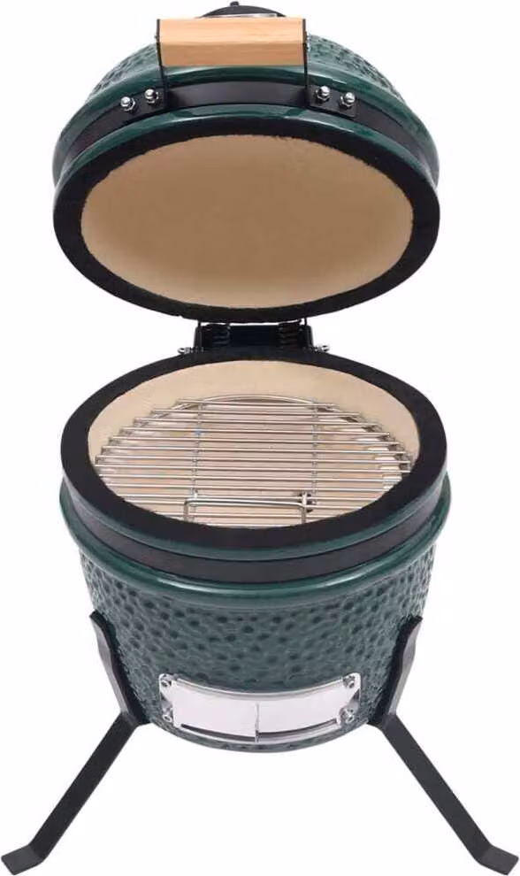Barbecue Affumicatore 2 in 1 Kamado in Vetroceramica 56 cm Verde