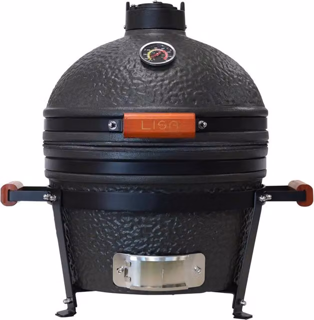 Barbecue a Carbone Carbonella da Appoggio Ø40,5 cm in Ceramica di Mullite Kamado Lisa Luxury 16” Nero