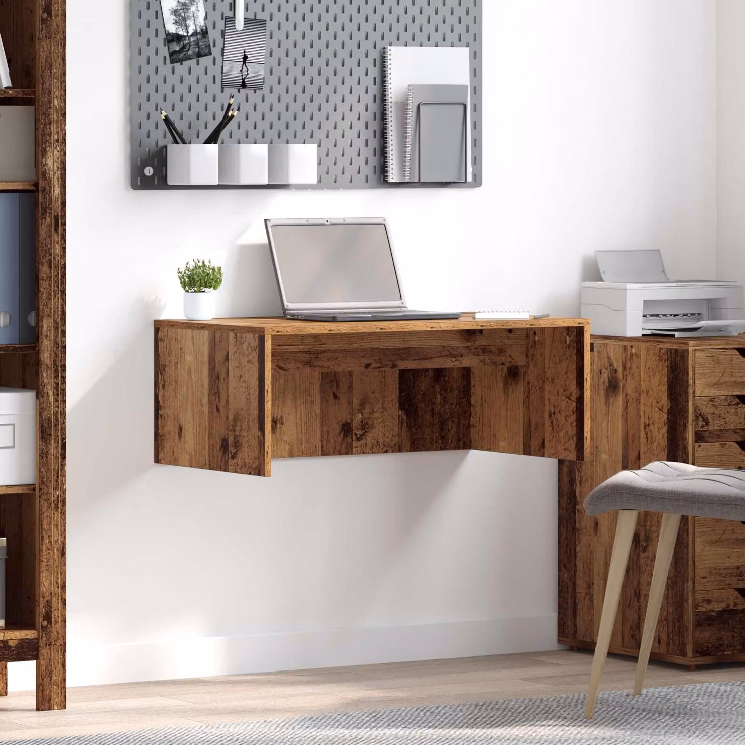Scrivania a parete sospesa vidaXL in legno ingegnerizzato marrone L: 80 cm, P: 60 cm, H: 30 cm