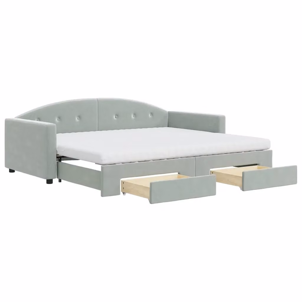 Divano Letto Estraibile vidaXL in Velluto Grigio con Cassetto L/P/H: 222 x 90 x 75 cm – 2