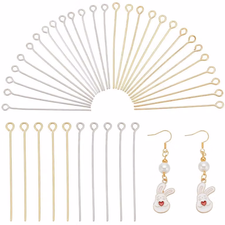 160 pezzi di occhielli in acciaio inossidabile da 40 mm, argento/oro, foro da 2 mm