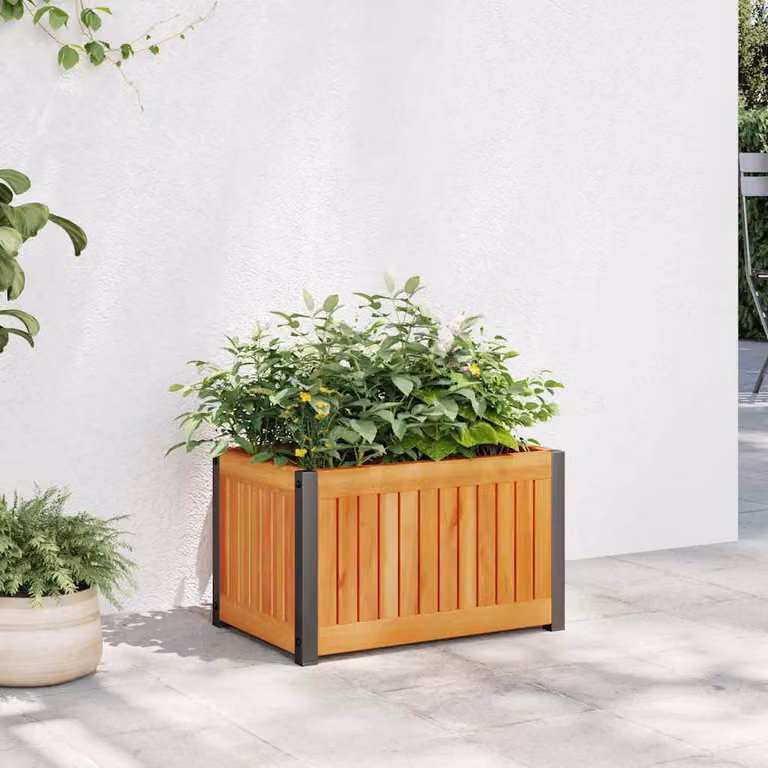 Fioriera da giardino vidaXL in legno di acacia e acciaio, marrone, L 45 cm x P 30 cm x H 27,5 cm
