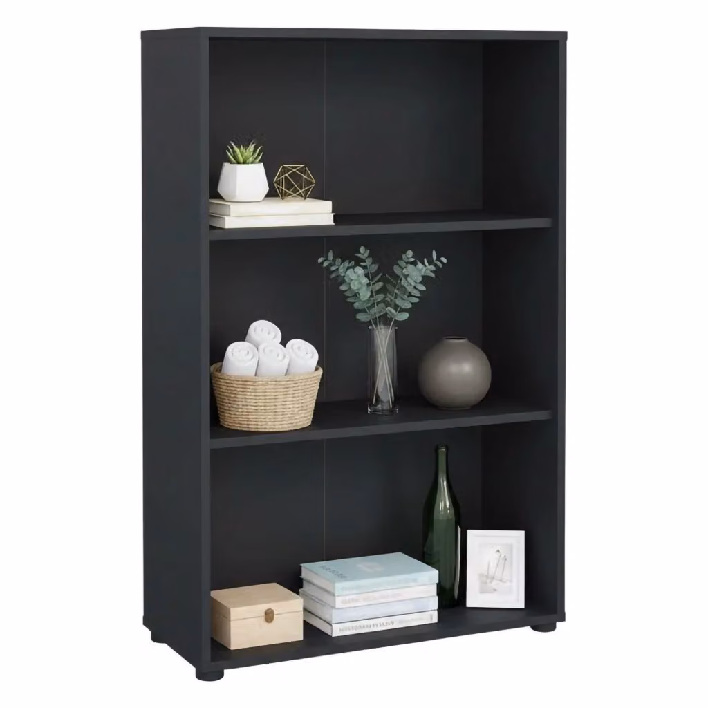 Libreria Sparto DMORA, Scaffale da ufficio e mobile portalibri moderno in MDF, Grigio, L 80 cm x P 34,3 cm x H 123,6 cm – 2