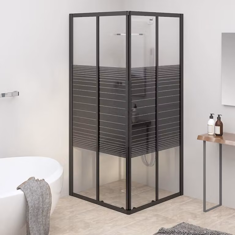 vidaXL Box Doccia Angolare con Vetro Trasparente e Profilo Nero L/P/H: 80 x 80 x 180 cm