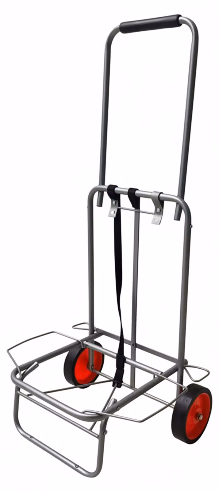 Carrello da trasporto Relaxdays, pieghevole, maniglia imbottita, 2 ruote in gomma, cinghie di fissaggio, fino a 35 kg, piccolo carrello da trasporto, grigio