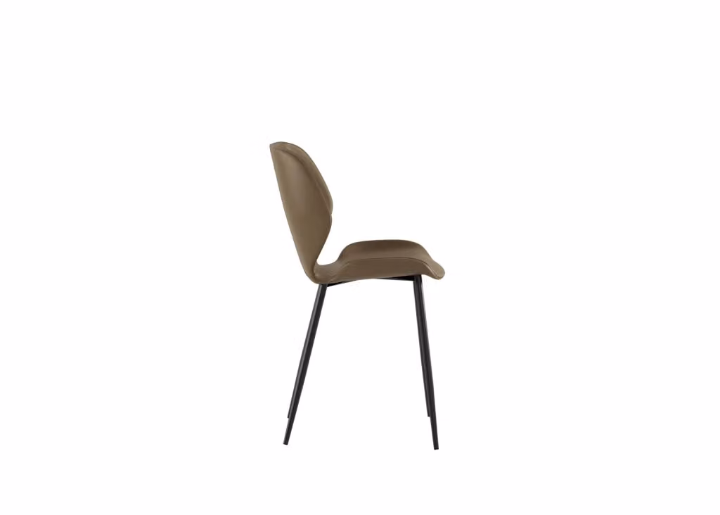 Sedia da pranzo E-Stylo con seduta e schienale in tessuto soft-touch color sabbia e gambe in metallo nero, L: 55 cm, P: 45 cm, H: 83 cm – 3