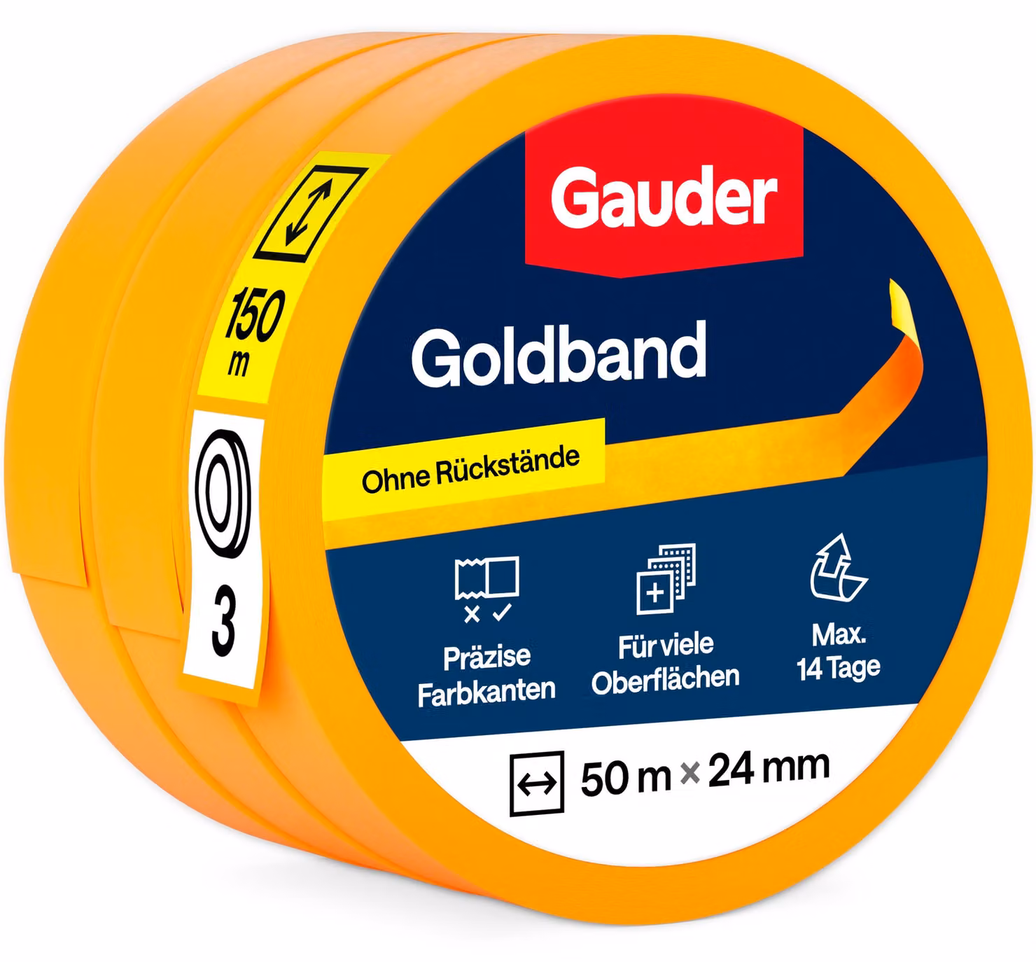 Nastro adesivo protettivo dorato GAUDER, nastro per pittura (3 rotoli, 24 mm x 50 m)