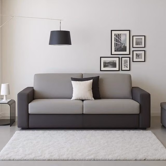 Divano a 2 posti Malachite TALAMO ITALIA in tessuto imbottito, Grigio e Antracite, L: 160 cm, P: 95 cm, H: 90 cm – 1